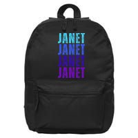 I Love Janet Pattern First Name Janet 16 in Basic Backpack