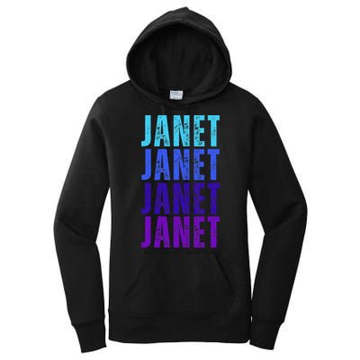 I Love Janet Pattern First Name Janet Women's Pullover Hoodie