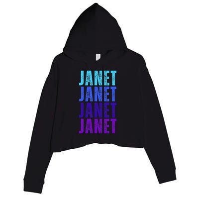 I Love Janet Pattern First Name Janet Crop Fleece Hoodie