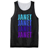 I Love Janet Pattern First Name Janet Mesh Reversible Basketball Jersey Tank