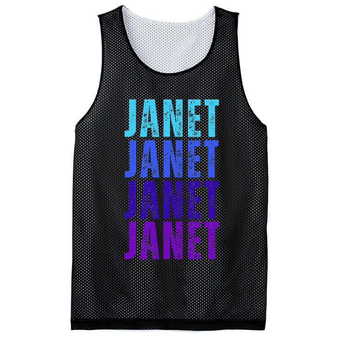 I Love Janet Pattern First Name Janet Mesh Reversible Basketball Jersey Tank