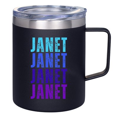 I Love Janet Pattern First Name Janet 12oz Stainless Steel Coffee Mug