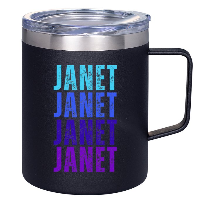 I Love Janet Pattern First Name Janet 12oz Stainless Steel Coffee Mug