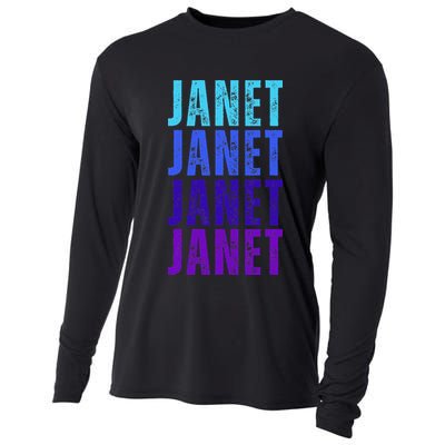 I Love Janet Pattern First Name Janet Cooling Performance Long Sleeve Crew