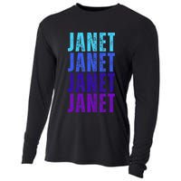I Love Janet Pattern First Name Janet Cooling Performance Long Sleeve Crew