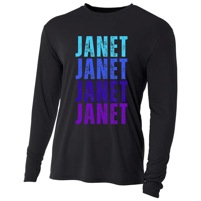 I Love Janet Pattern First Name Janet Cooling Performance Long Sleeve Crew