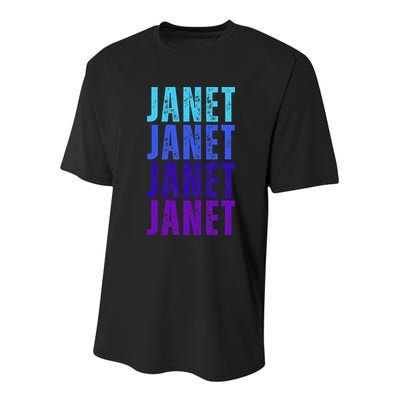 I Love Janet Pattern First Name Janet Youth Performance Sprint T-Shirt