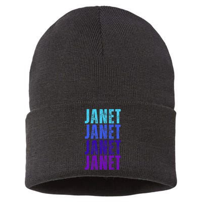 I Love Janet Pattern First Name Janet Sustainable Knit Beanie