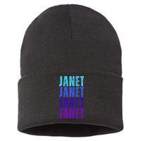 I Love Janet Pattern First Name Janet Sustainable Knit Beanie