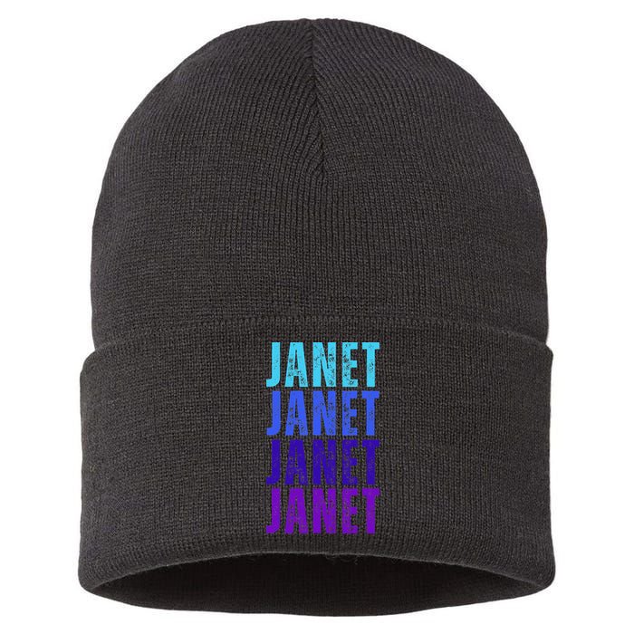 I Love Janet Pattern First Name Janet Sustainable Knit Beanie