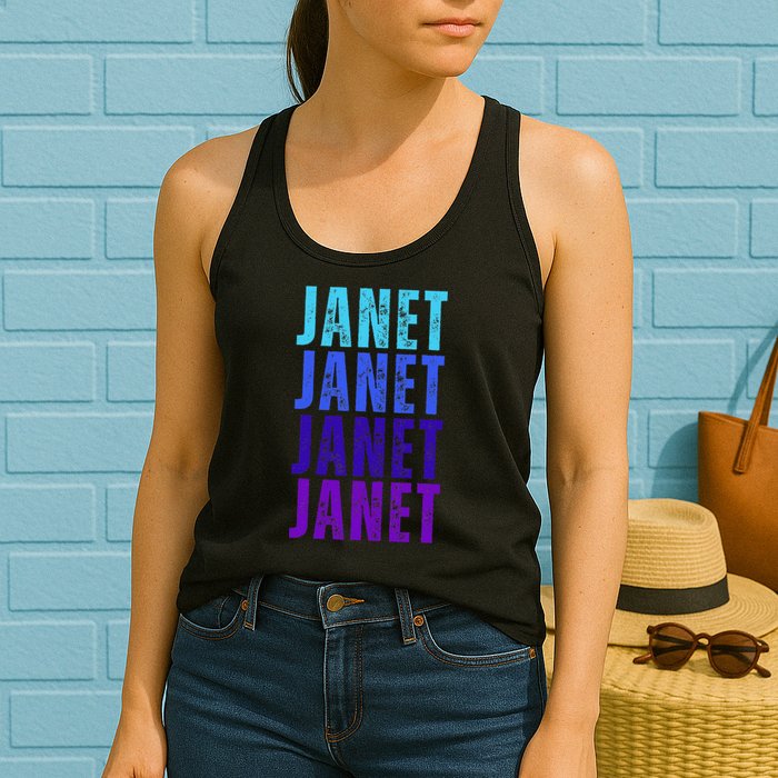 I Love Janet Pattern First Name Janet Womens Tank Top