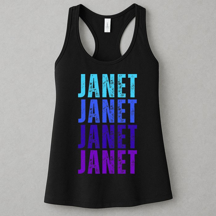 I Love Janet Pattern First Name Janet Womens Tank Top