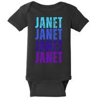 I Love Janet Pattern First Name Janet Baby Bodysuit