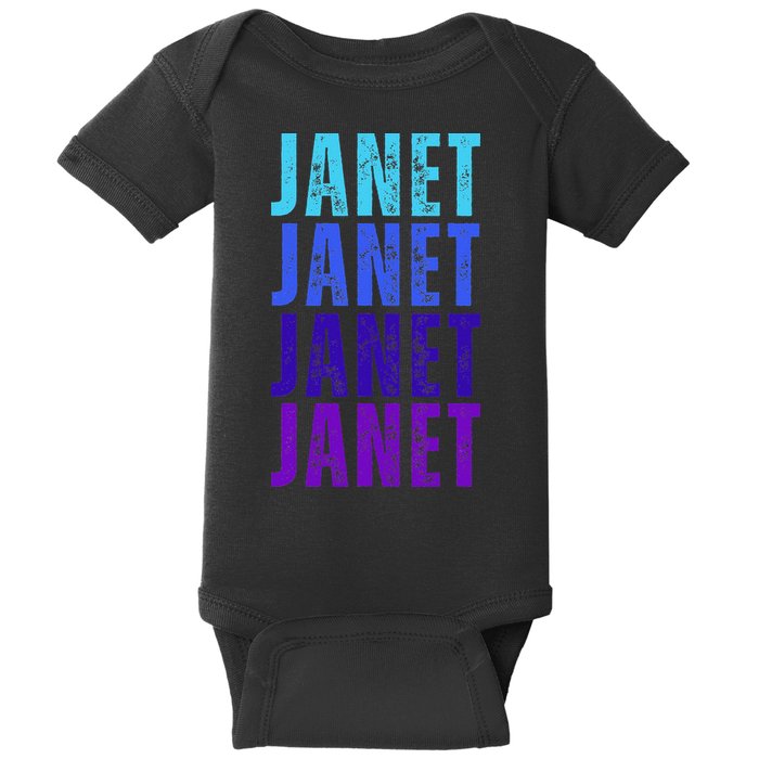 I Love Janet Pattern First Name Janet Baby Bodysuit