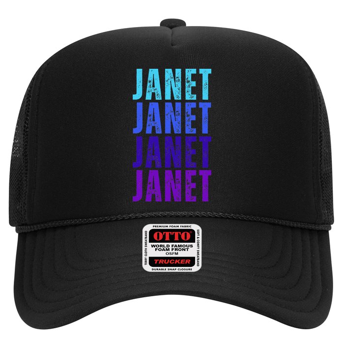 I Love Janet Pattern First Name Janet Trucker Hat