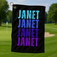 I Love Janet Pattern First Name Janet Golf Towel