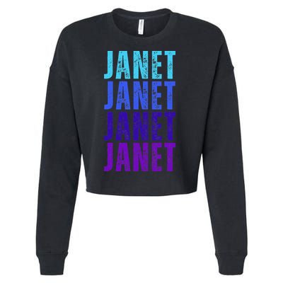 I Love Janet Pattern First Name Janet Cropped Pullover Crew