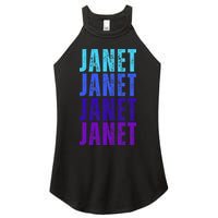I Love Janet Pattern First Name Janet Women's Perfect Tri Rocker Tank