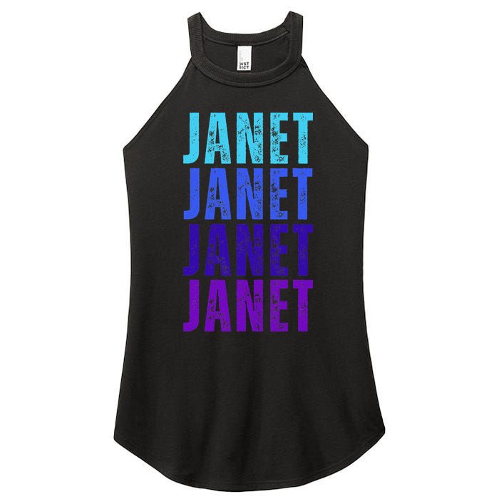 I Love Janet Pattern First Name Janet Women's Perfect Tri Rocker Tank