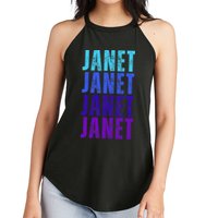 I Love Janet Pattern First Name Janet Women's Perfect Tri Rocker Tank