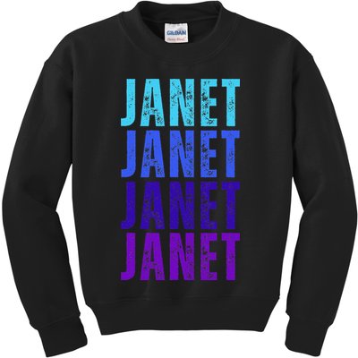I Love Janet Pattern First Name Janet Kids Sweatshirt