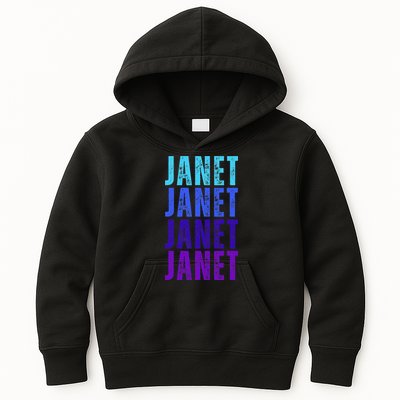 I Love Janet Pattern First Name Janet Kids Hoodie
