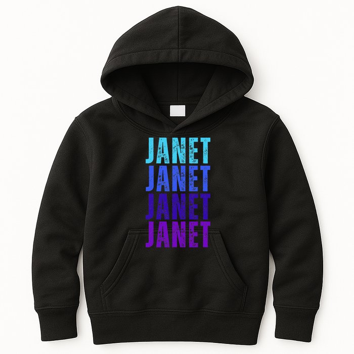 I Love Janet Pattern First Name Janet Kids Hoodie