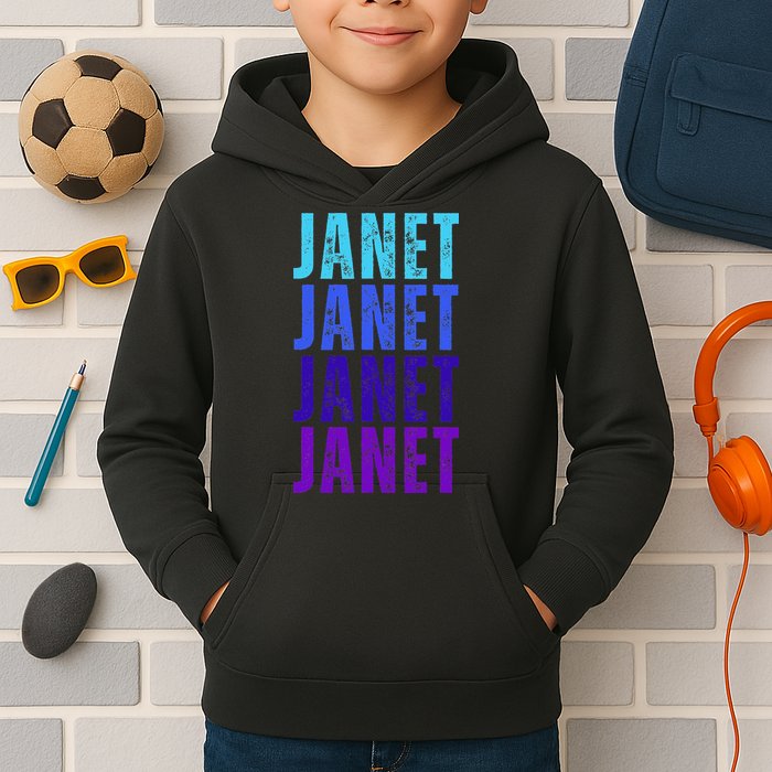 I Love Janet Pattern First Name Janet Kids Hoodie