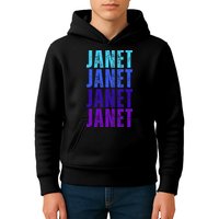 I Love Janet Pattern First Name Janet Kids Hoodie