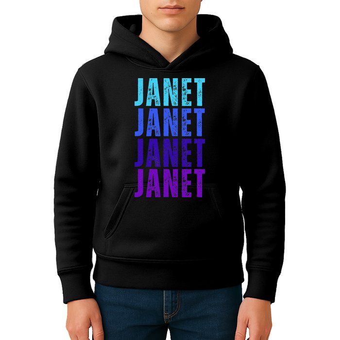 I Love Janet Pattern First Name Janet Kids Hoodie