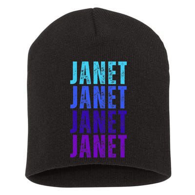 I Love Janet Pattern First Name Janet Short Acrylic Beanie