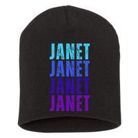 I Love Janet Pattern First Name Janet Short Acrylic Beanie