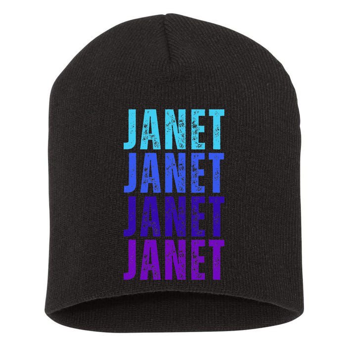 I Love Janet Pattern First Name Janet Short Acrylic Beanie