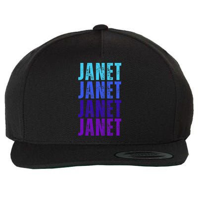 I Love Janet Pattern First Name Janet Wool Snapback Cap