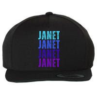 I Love Janet Pattern First Name Janet Wool Snapback Cap