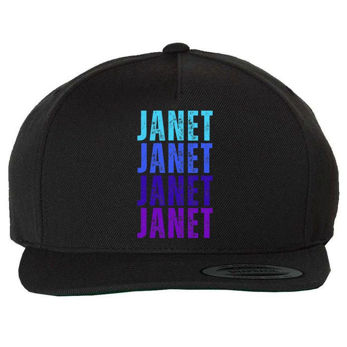 I Love Janet Pattern First Name Janet Wool Snapback Cap