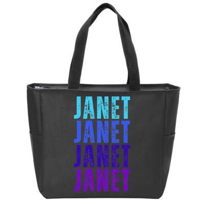 I Love Janet Pattern First Name Janet Zip Tote Bag