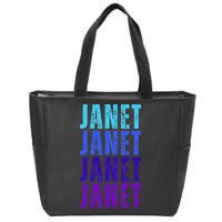 I Love Janet Pattern First Name Janet Zip Tote Bag