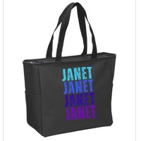 I Love Janet Pattern First Name Janet Zip Tote Bag