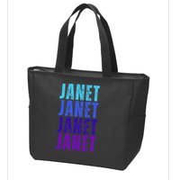 I Love Janet Pattern First Name Janet Zip Tote Bag