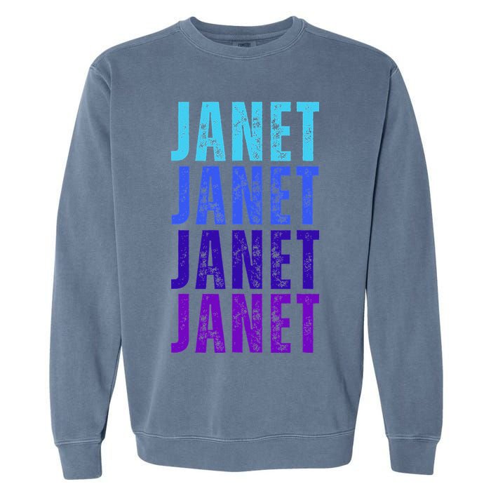 I Love Janet Pattern First Name Janet Garment-Dyed Sweatshirt