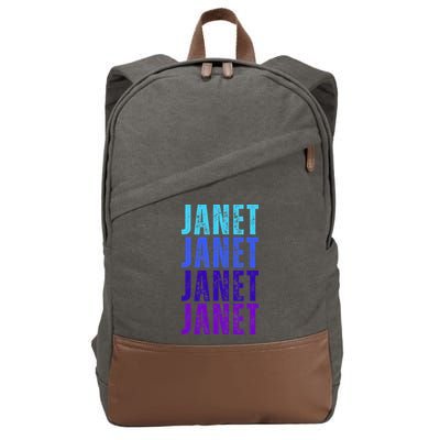 I Love Janet Pattern First Name Janet Cotton Canvas Backpack