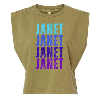 I Love Janet Pattern First Name Janet Garment-Dyed Women's Muscle Tee