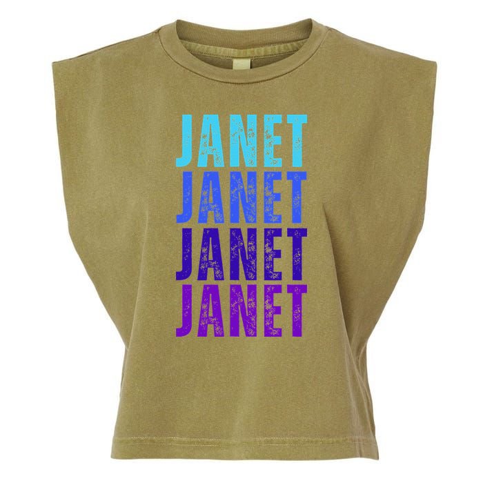 I Love Janet Pattern First Name Janet Garment-Dyed Women's Muscle Tee