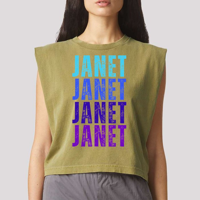 I Love Janet Pattern First Name Janet Garment-Dyed Women's Muscle Tee