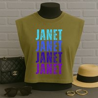I Love Janet Pattern First Name Janet Garment-Dyed Women's Muscle Tee