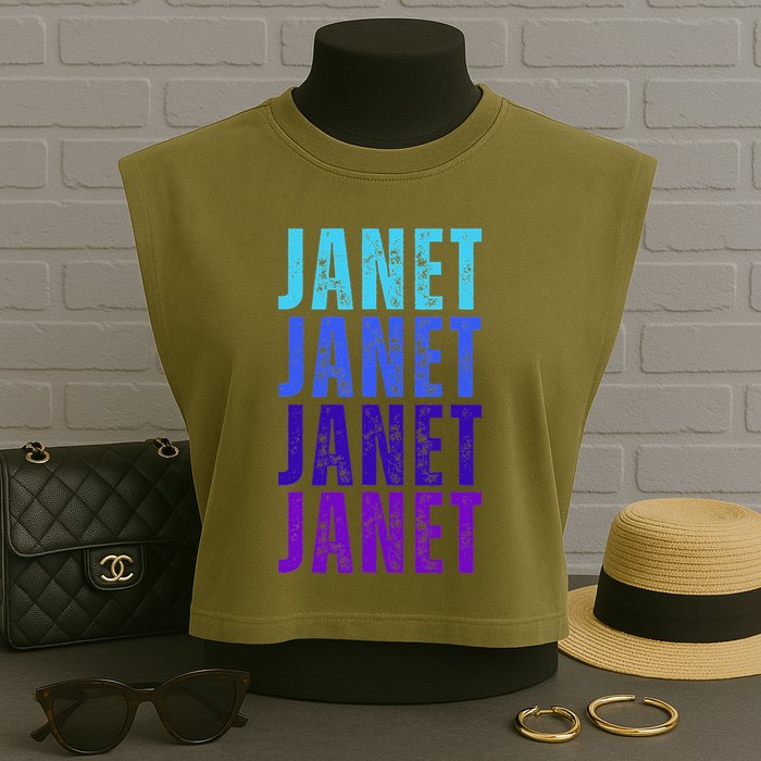 I Love Janet Pattern First Name Janet Garment-Dyed Women's Muscle Tee