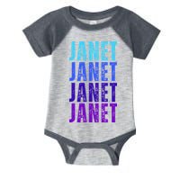 I Love Janet Pattern First Name Janet Infant Baby Jersey Bodysuit