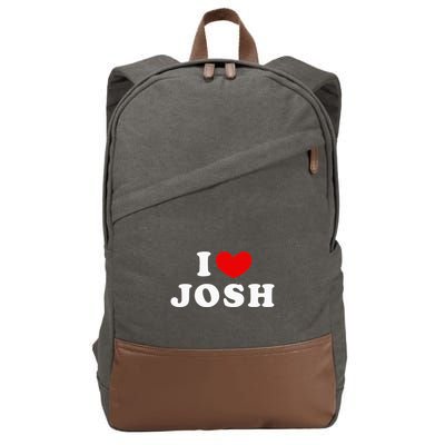 I Love Josh I Heart Josh Cotton Canvas Backpack