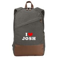 I Love Josh I Heart Josh Cotton Canvas Backpack